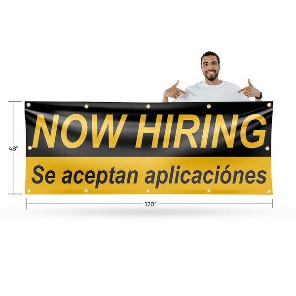 Signmission Now Hiring se Acepan Aplicaciones, 48 Inch x 120 Inch, Vinyl Banner - B-120-30761