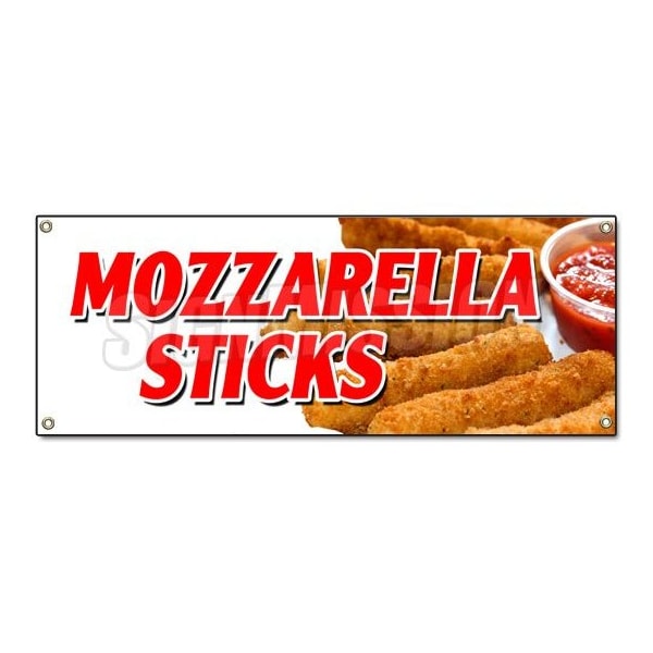 Signmission Mozzarella Sticks Banner Heavy Duty 13 Oz Vinyl with Grommets - B-MOZZARELLA STICKS