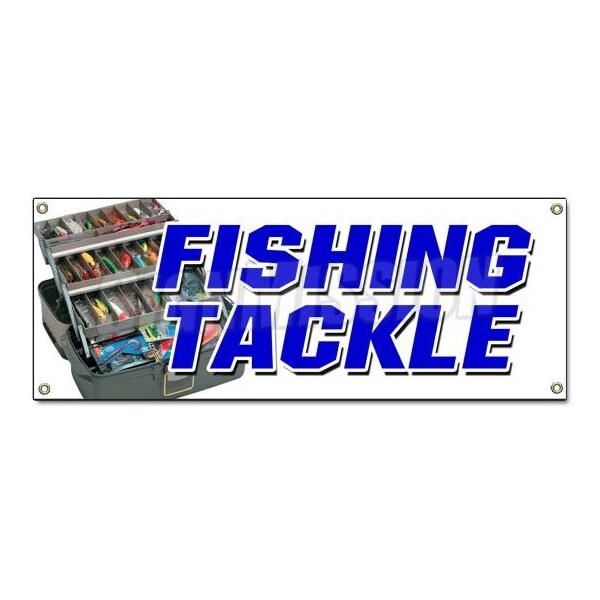 Signmission FISHING TACKLE BANNER SIGN fish rods reels rentals sale hooks boats - B-FISHING TACKLE