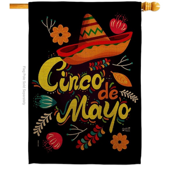 Patio Trasero Sombrero Cinco De Mayo Summertime 28 x 40 in. Double-Sided Vertical House Flags for  Banner Garden - PA4079903