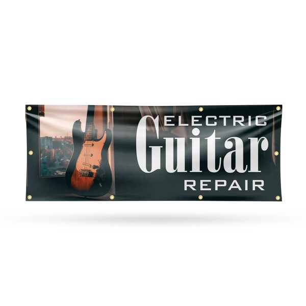 Signmission Electric Guitar Repair, 36 Inch x 96 Inch, Vinyl Banner - B-96-30556