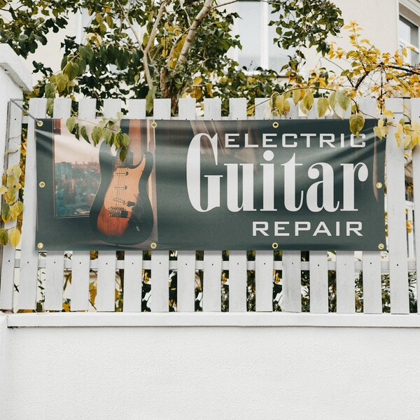 Signmission Electric Guitar Repair, 36 Inch x 96 Inch, Vinyl Banner - B-96-30556