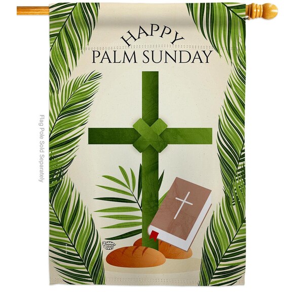 Cuadrilatero Happy Palm Sunday Religious Faith Double-Sided Garden Decorative House Flag, Multi Color - CU3910575