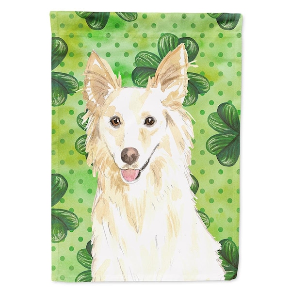 Carolines Treasures Shamrocks White Collie Flag Canvas House Size - CK1782CHF