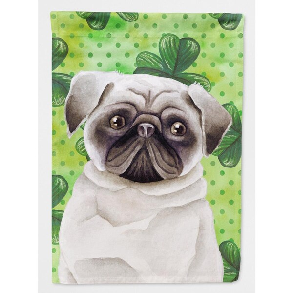 Carolines Treasures Pug Shamrocks Flag Canvas - House Size - CK1399CHF
