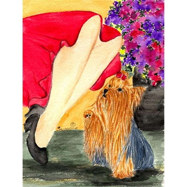Patioplus Lady with her Yorkie Canvas Flag - House Size; 28 x 40 in. - PA247103