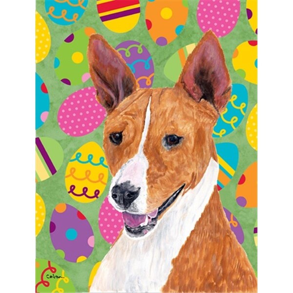 Carolines Treasures 28 x 40 in. Basenji Easter Eggtravaganza House Size Canvas Flag - SC9467CHF