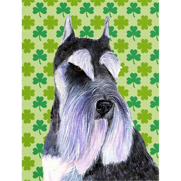 Carolines Treasures Schnauzer St. Patricks Day Shamrock Portrait Flag Canvas - House Size - SS4408CHF