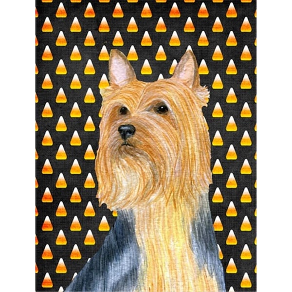 Patioplus 11 x 15 in. Silky Terrier Candy Corn Halloween Portrait Garden Size Flag - PA251900