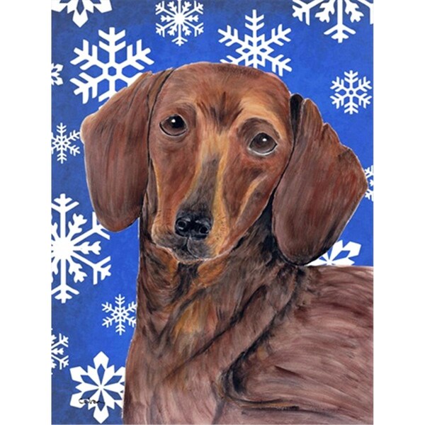 Patioplus 11 x 15 in. Dachshund Winter Snowflakes Holiday Garden Size Flag - PA246122