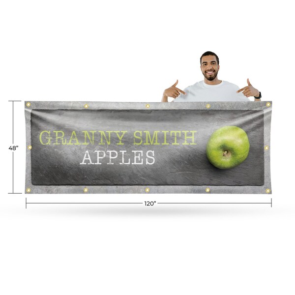 Signmission Granny Smith Apples, 48 Inch x 120 Inch, Vinyl Banner - B-120-30679
