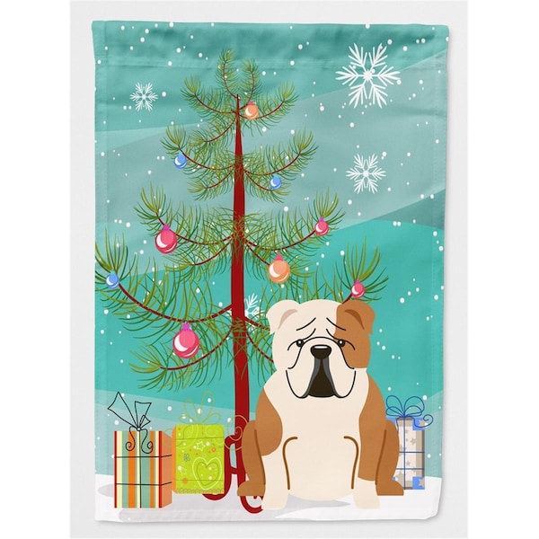 Patioplus Merry Christmas Tree English Bulldog Fawn White Flag Canvas House Size - PA2855349
