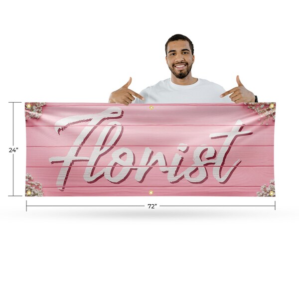 Signmission Florist, 24 Inch x 72 Inch, Vinyl Banner - B-72-30637