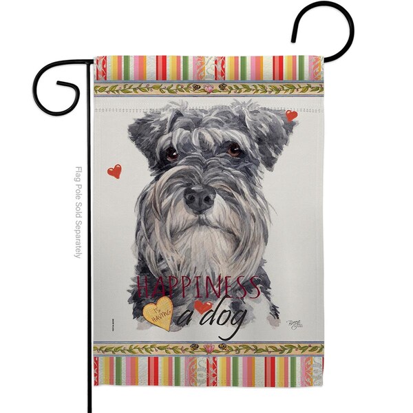 Gardencontrol 13 x 18.5 in. Dog Miniature Schnauzer Happiness Double-Sided Decorative Vertical Garden Flag - GA2017416