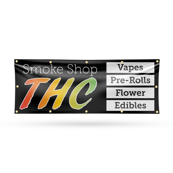 Signmission Smoke Shop THC, 48 Inch x 120 Inch, Vinyl Banner - B-120-30858
