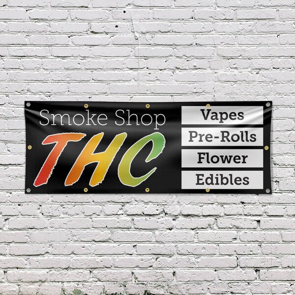 Signmission Smoke Shop THC, 48 Inch x 120 Inch, Vinyl Banner - B-120-30858