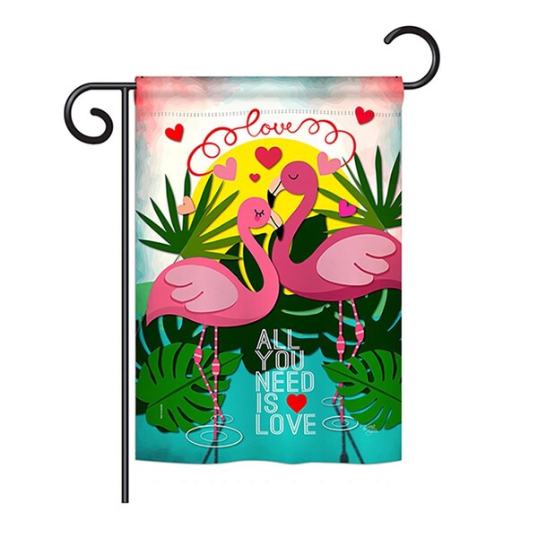 Gardencontrol 13 x 18.5 in. Flamingo Lover Spring Valentines Impressions Decorative Garden Flag - GA1485924