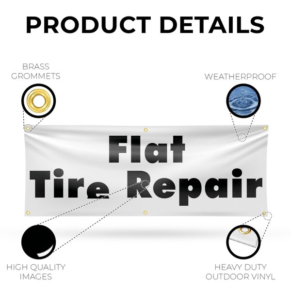 Signmission Flat Tire Repair, 24 Inch x 72 Inch, Vinyl Banner - B-72-30633