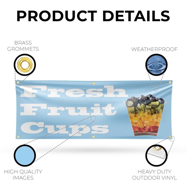 Signmission Fresh Fruit Cups, 24 Inch x 72 Inch, Vinyl Banner - B-72-30656