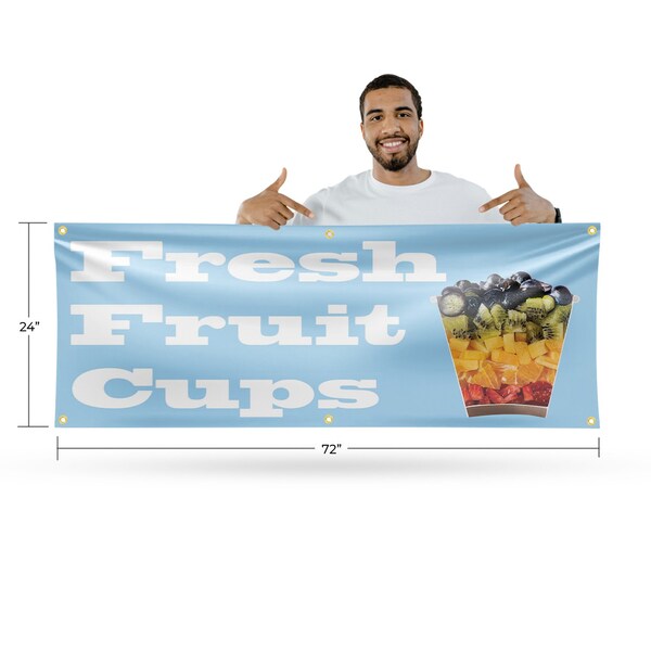 Signmission Fresh Fruit Cups, 24 Inch x 72 Inch, Vinyl Banner - B-72-30656