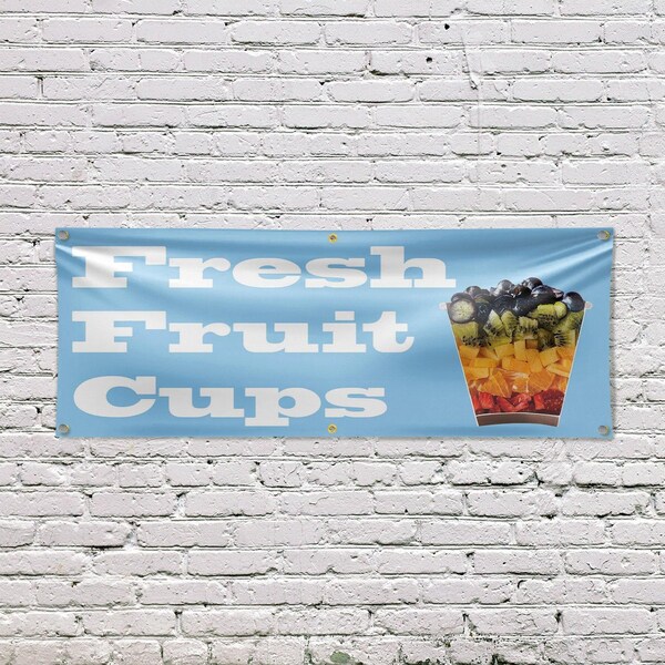Signmission Fresh Fruit Cups, 24 Inch x 72 Inch, Vinyl Banner - B-72-30656