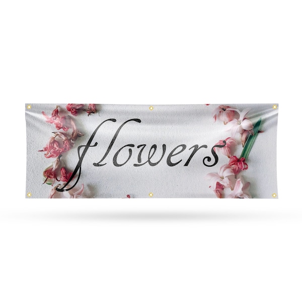 Signmission Flowers, 24 Inch x 72 Inch, Vinyl Banner - B-72-30640