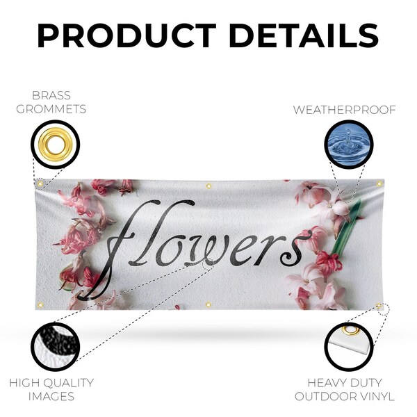 Signmission Flowers, 24 Inch x 72 Inch, Vinyl Banner - B-72-30640