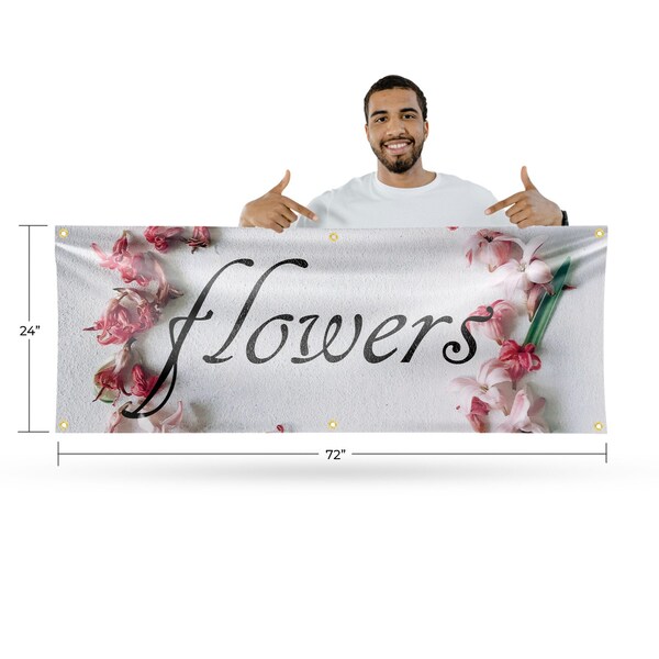 Signmission Flowers, 24 Inch x 72 Inch, Vinyl Banner - B-72-30640