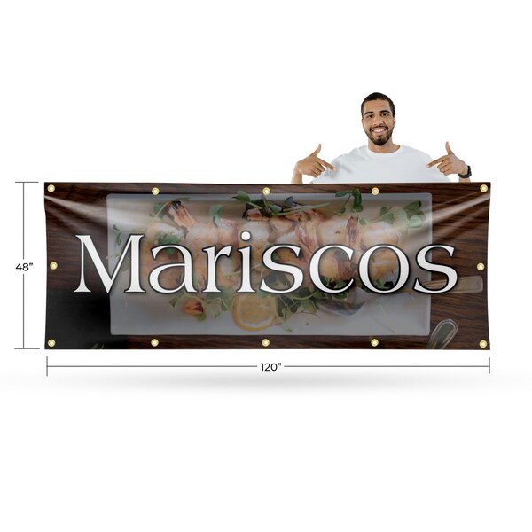 Signmission Mariscos, 48 Inch x 120 Inch, Vinyl Banner - B-120-30731