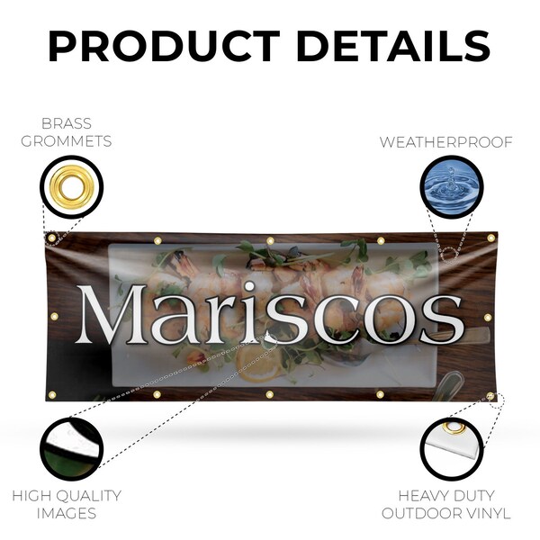 Signmission Mariscos, 48 Inch x 120 Inch, Vinyl Banner - B-120-30731