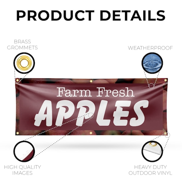 Signmission Farm Fresh Apples, 24 Inch x 72 Inch, Vinyl Banner - B-72-30572