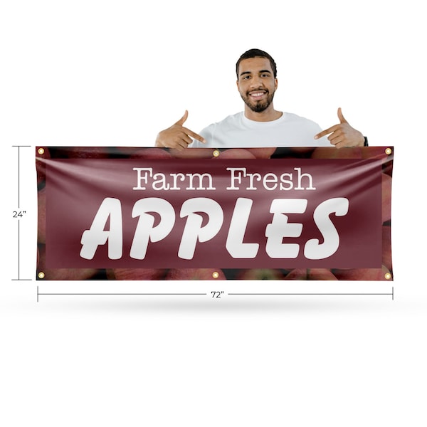 Signmission Farm Fresh Apples, 24 Inch x 72 Inch, Vinyl Banner - B-72-30572