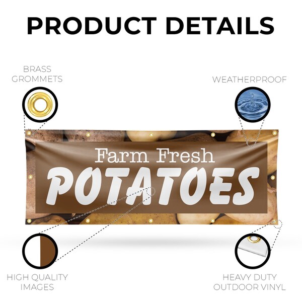Signmission Farm Fresh Potatoes, 48 Inch x 120 Inch, Vinyl Banner - B-120-30610