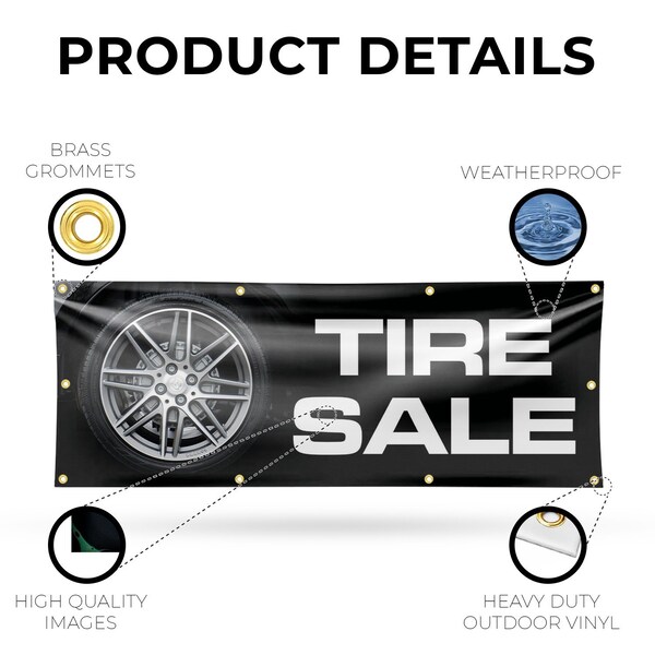 Signmission Tire Sale, 36 Inch x 96 Inch, Vinyl Banner - B-96-30891