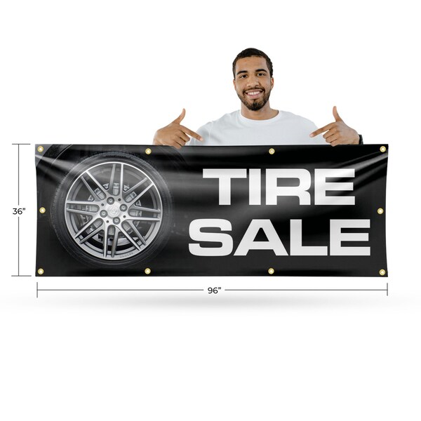 Signmission Tire Sale, 36 Inch x 96 Inch, Vinyl Banner - B-96-30891