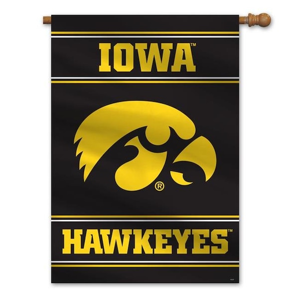 Fremont Die Consumer Products Inc Fremont Die 2324544897 28 x 40 in. Iowa Hawkeyes House Flag Style 2 Sided Banner - 2324544897