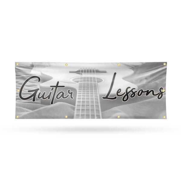 Signmission Guitar Lessons, 36 Inch x 96 Inch, Vinyl Banner - B-96-30681