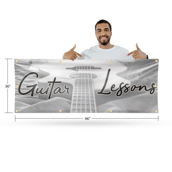 Signmission Guitar Lessons, 36 Inch x 96 Inch, Vinyl Banner - B-96-30681