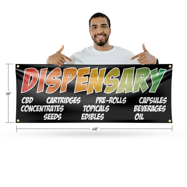 Signmission Dispensary CBD Pre Rolls Edibles, 18 Inch x 48 Inch, Vinyl Banner - B-30547