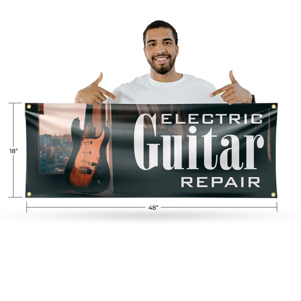 Signmission Electric Guitar Repair, 18 Inch x 48 Inch, Vinyl Banner - B-30556