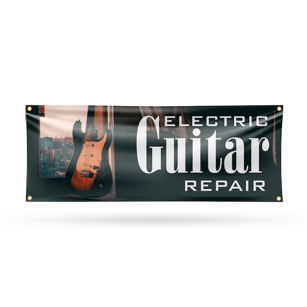 Signmission Electric Guitar Repair, 18 Inch x 48 Inch, Vinyl Banner - B-30556