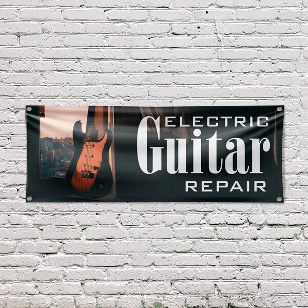 Signmission Electric Guitar Repair, 18 Inch x 48 Inch, Vinyl Banner - B-30556