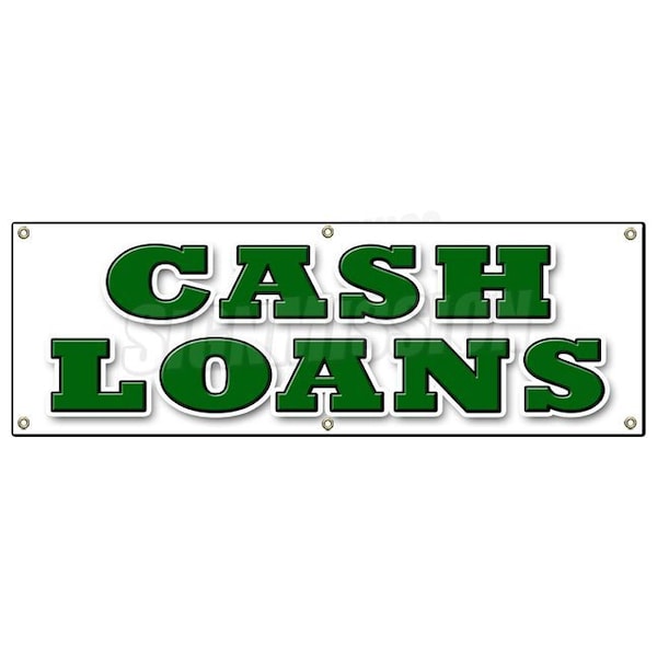 Signmission CASH LOANS BANNER SIGN payday advance quick title pawn shop for gold - B-72 CASH LOANS