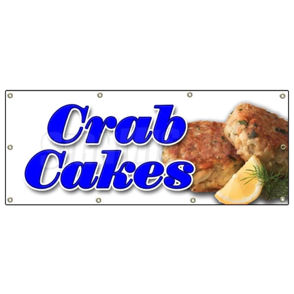 Signmission CRAB CAKES BANNER SIGN crabs cake maryland seafood fried mini signs - B-96 CRAB CAKES