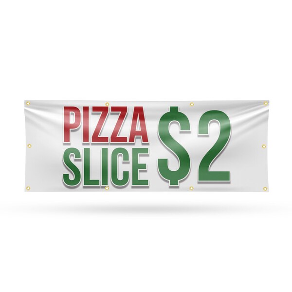 Signmission Pizza Slice $2, 36 Inch x 96 Inch, Vinyl Banner - B-96-30806