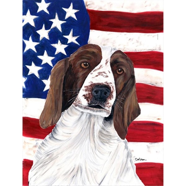 Patioplus 11 x 15 in. Usa American Flag With Welsh Springer Spaniel Flag Garden Size - PA2554873