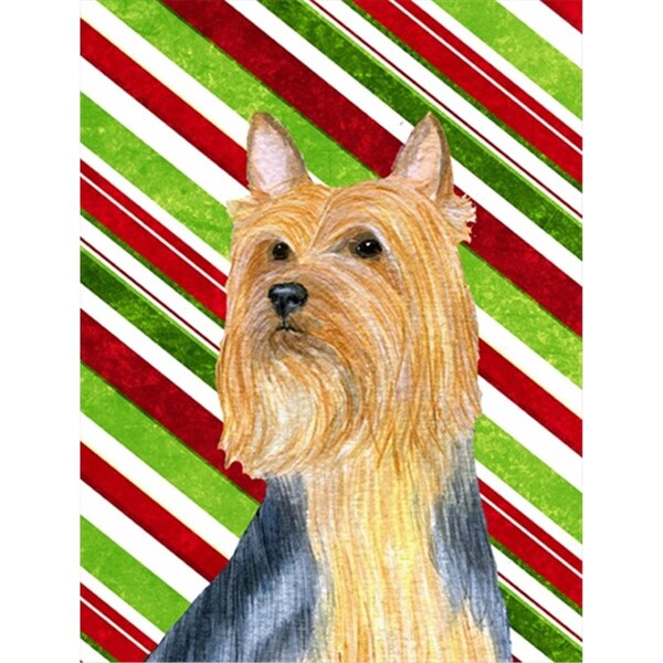 Patioplus 11 x 15 in. Silky Terrier Candy Cane Holiday Christmas Garden Size Flag - PA245601