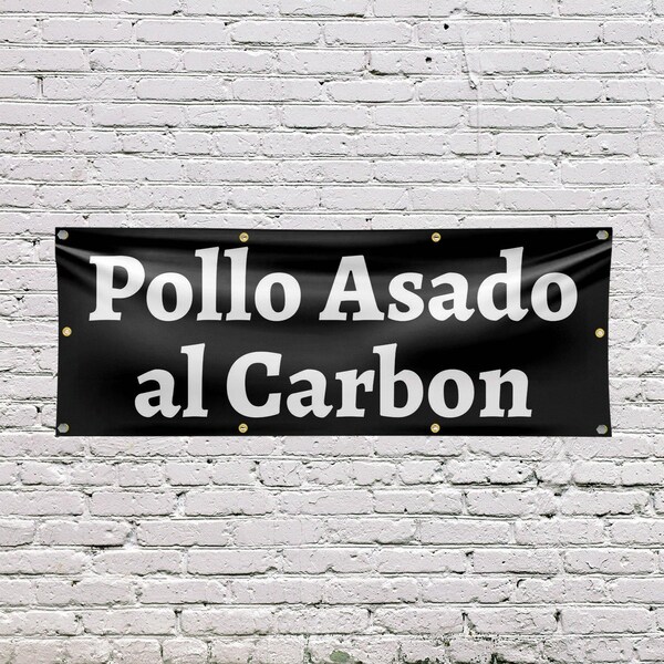 Signmission Pollo Assado al Carbon, 36 Inch x 96 Inch, Vinyl Banner - B-96-30811