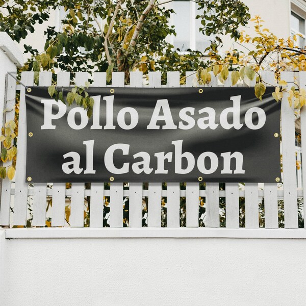 Signmission Pollo Assado al Carbon, 36 Inch x 96 Inch, Vinyl Banner - B-96-30811