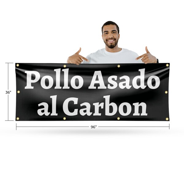 Signmission Pollo Assado al Carbon, 36 Inch x 96 Inch, Vinyl Banner - B-96-30811